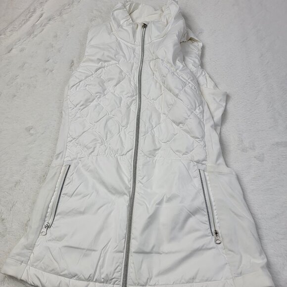 Lululemon Women's White Down For A Run Slim-Fit Full-Zip Puffer Vest Size 4 - Picture 2 of 7